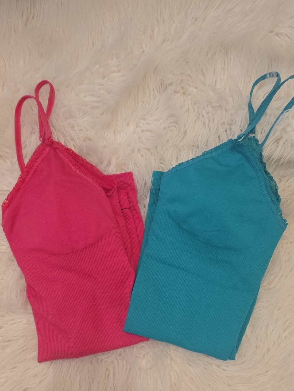 2-Pack Ribbed Cami Tank Tops in Hot Pink and Teal